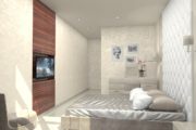 Дизайн спальни в однокомнатной квартире на Кришталевых Джерелах